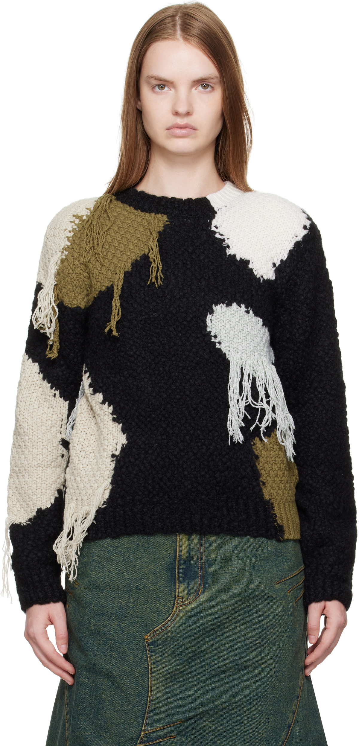 Andersson Bell Black Sylvia Abstract Patchwork Sweater