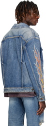 We11done Blue Blaze Logo Denim Jacket