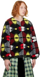 Chopova Lowena Black & Green Embroidered Puffer Reversible Jacket