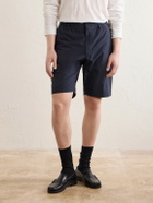 NN07 - Billie Straight-Leg Striped Seersucker Shorts - Blue