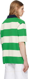 SUNNEI Green & Off-White Magliaunita Striped Polo