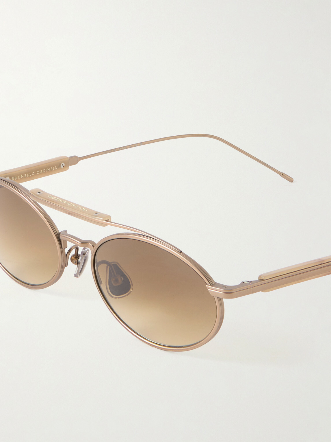 Brunello Cucinelli - Round-Frame Gold-Tone Sunglasses