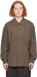 AMOMENTO Brown Spread Collar Shirt