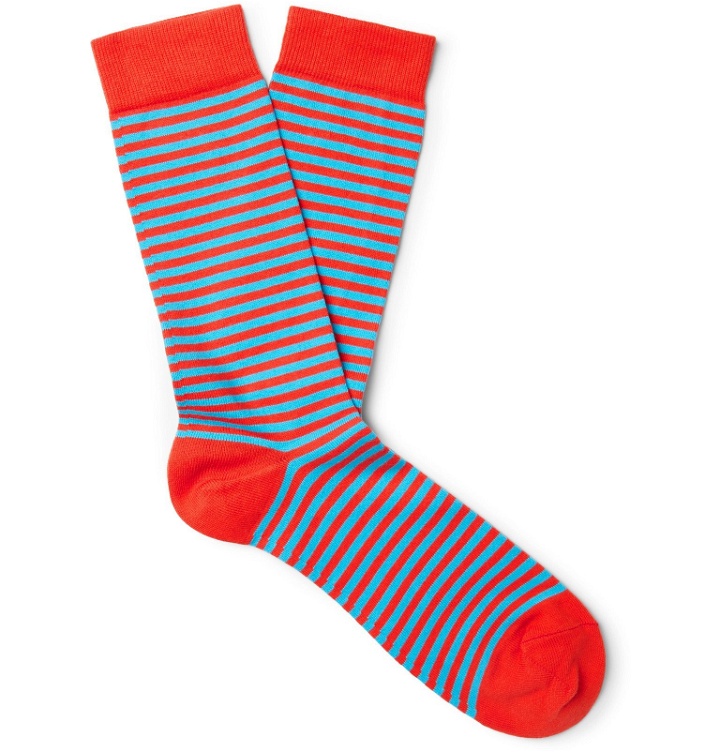 Photo: Sunspel - Striped Cotton-Blend Socks - Red