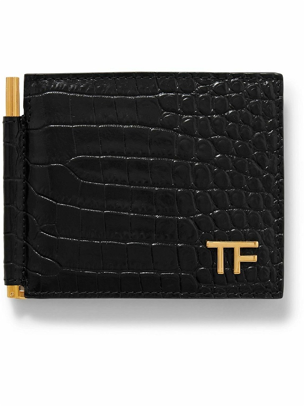Photo: TOM FORD - Logo-Embellished Croc-Effect Leather Billfold Wallet and Money Clip