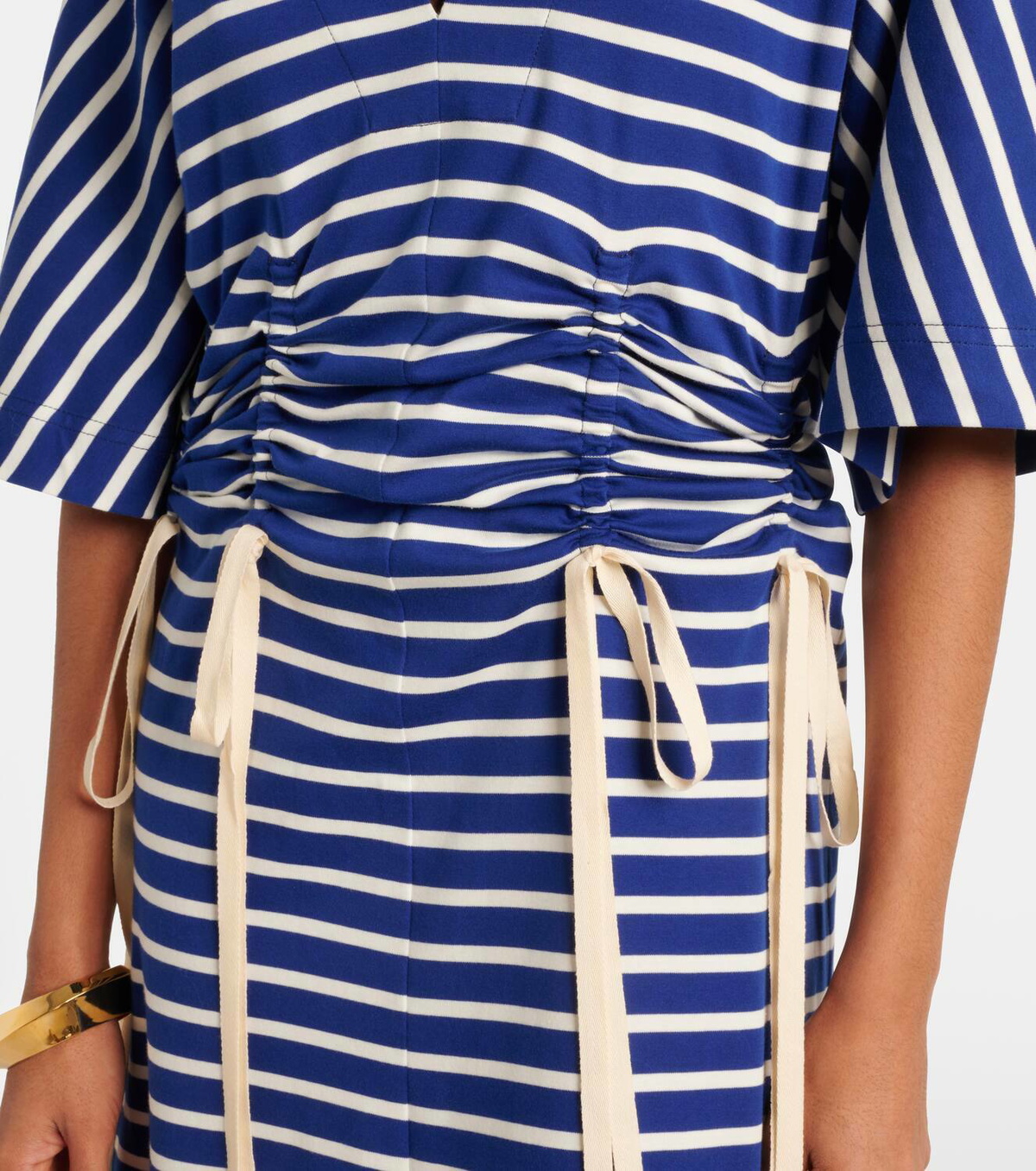 Plan C Striped cotton jersey midi dress