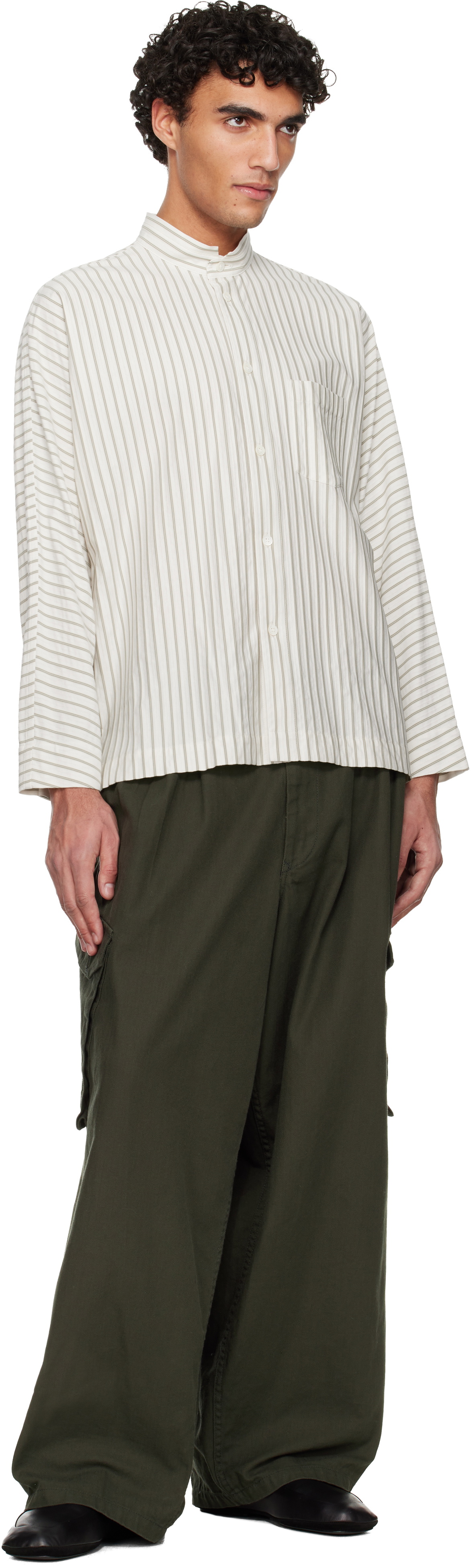 HOMME PLISSÉ ISSEY MIYAKE White Stripe Jersey Shirt Homme Plisse