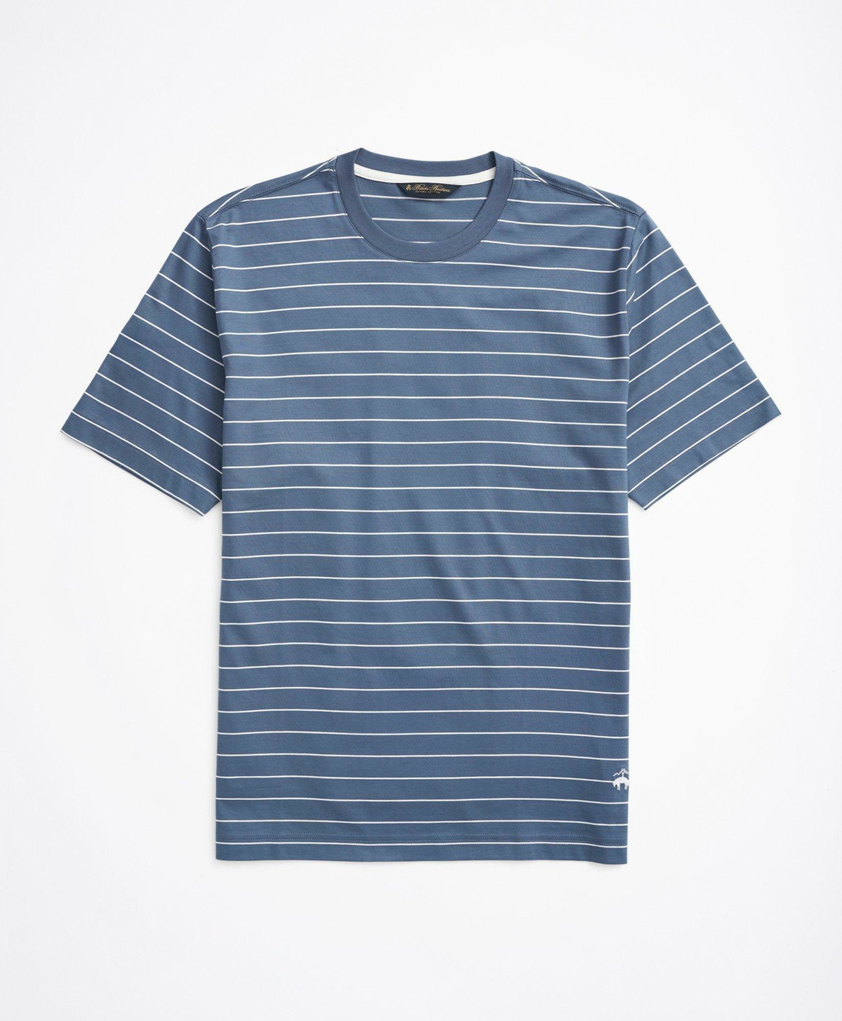 Brooks Brothers Men's Cotton Thin Stripe T-Shirt | Blue Brooks Brothers