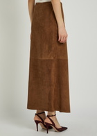 Nour Hammour Suede Wrap Midi Skirt Brown