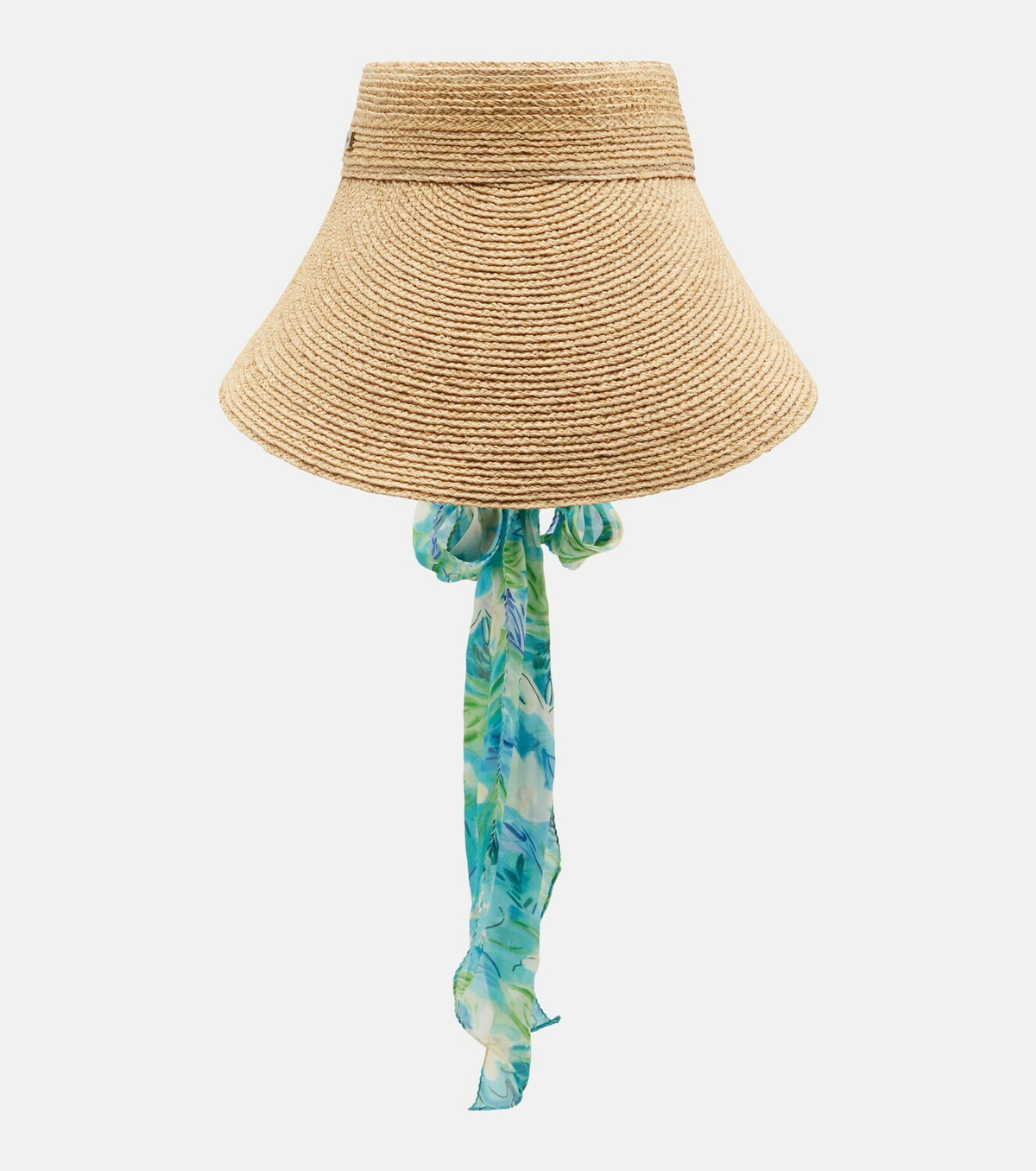 Chloé Silk-trimmed raffia visor