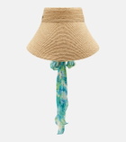 Chloé Silk-trimmed raffia visor