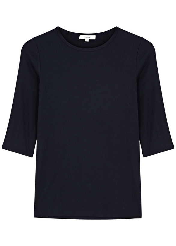Photo: Vince Ribbed Stretch-jersey top Navy