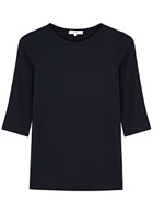Vince Ribbed Stretch-jersey top Navy