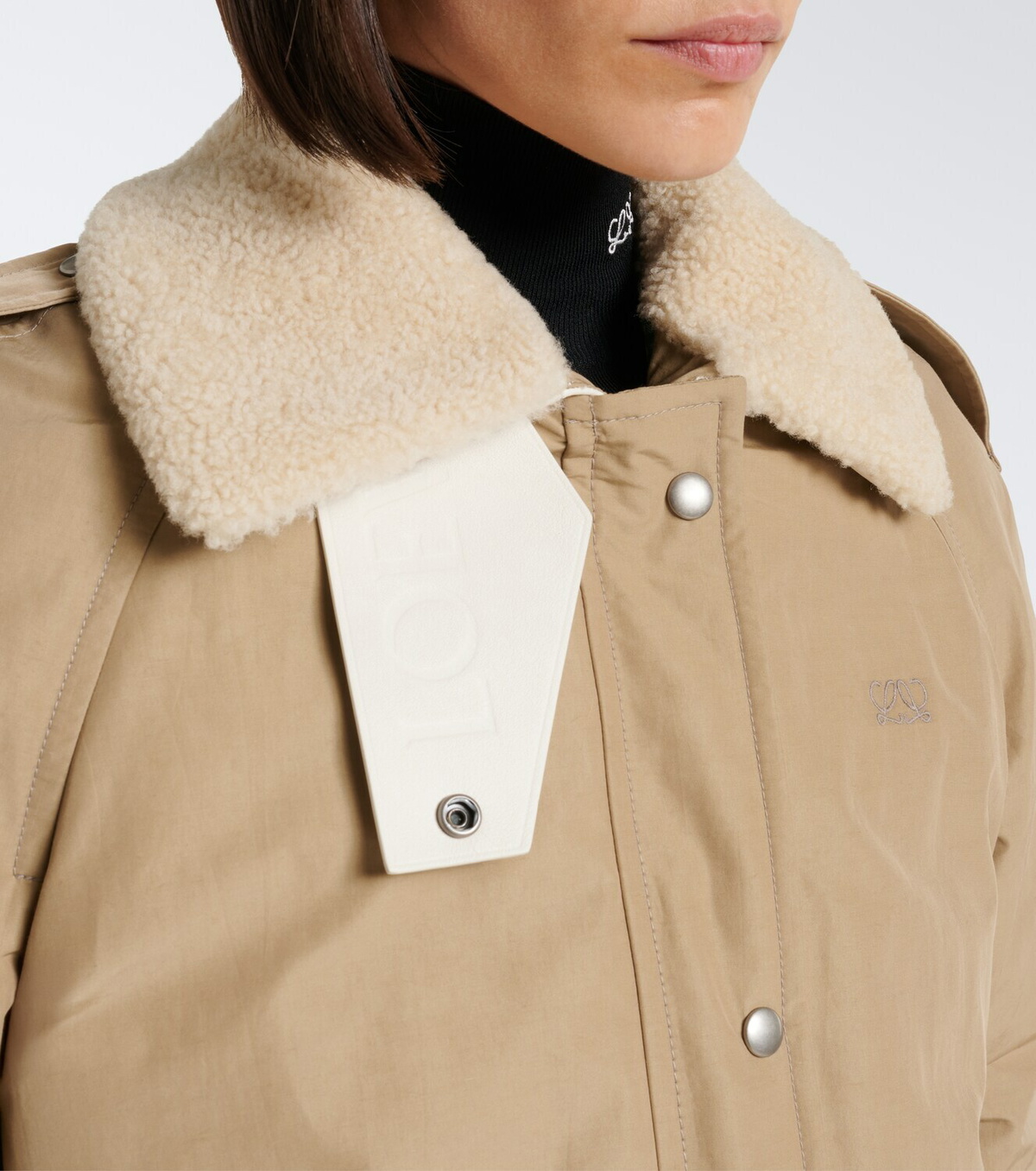 Loewe Padded shearling-trimmed cotton-blend jacket