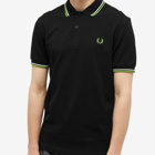Fred Perry Authentic Men's Slim Fit Twin Tipped Polo Shirt in Black/Ecru/Kiwi