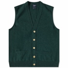 Drake's Men's Lambswool Vest Cardigan in Green