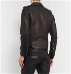 Blackmeans - Slim-Fit Leather Biker Jacket - Black
