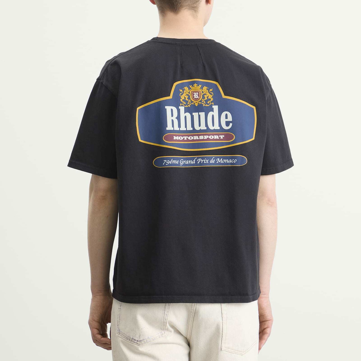 Rhude Men's Racing Crest T-Shirt in Vintage Black/Navy