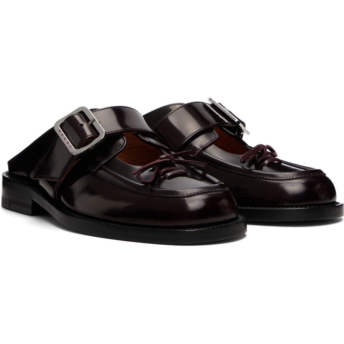 Marni Burgundy Bambi Buckle Slip-on Loafers