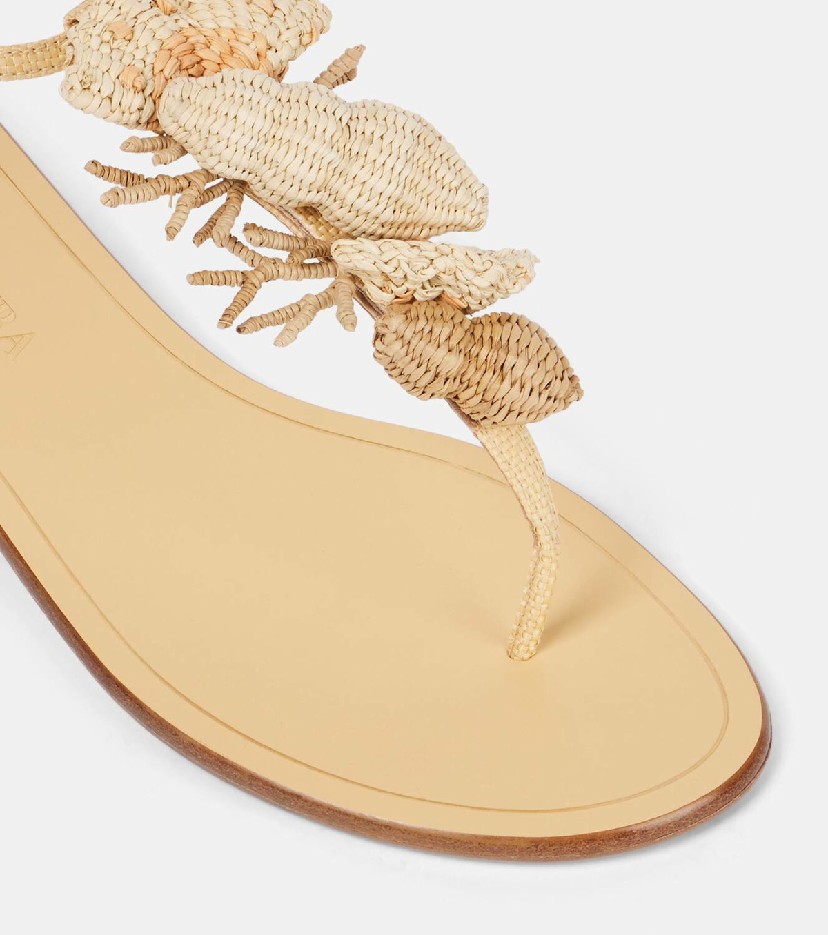 Aquazzura Marea raffia-trimmed leather thong sandals