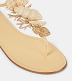 Aquazzura Marea raffia-trimmed leather thong sandals