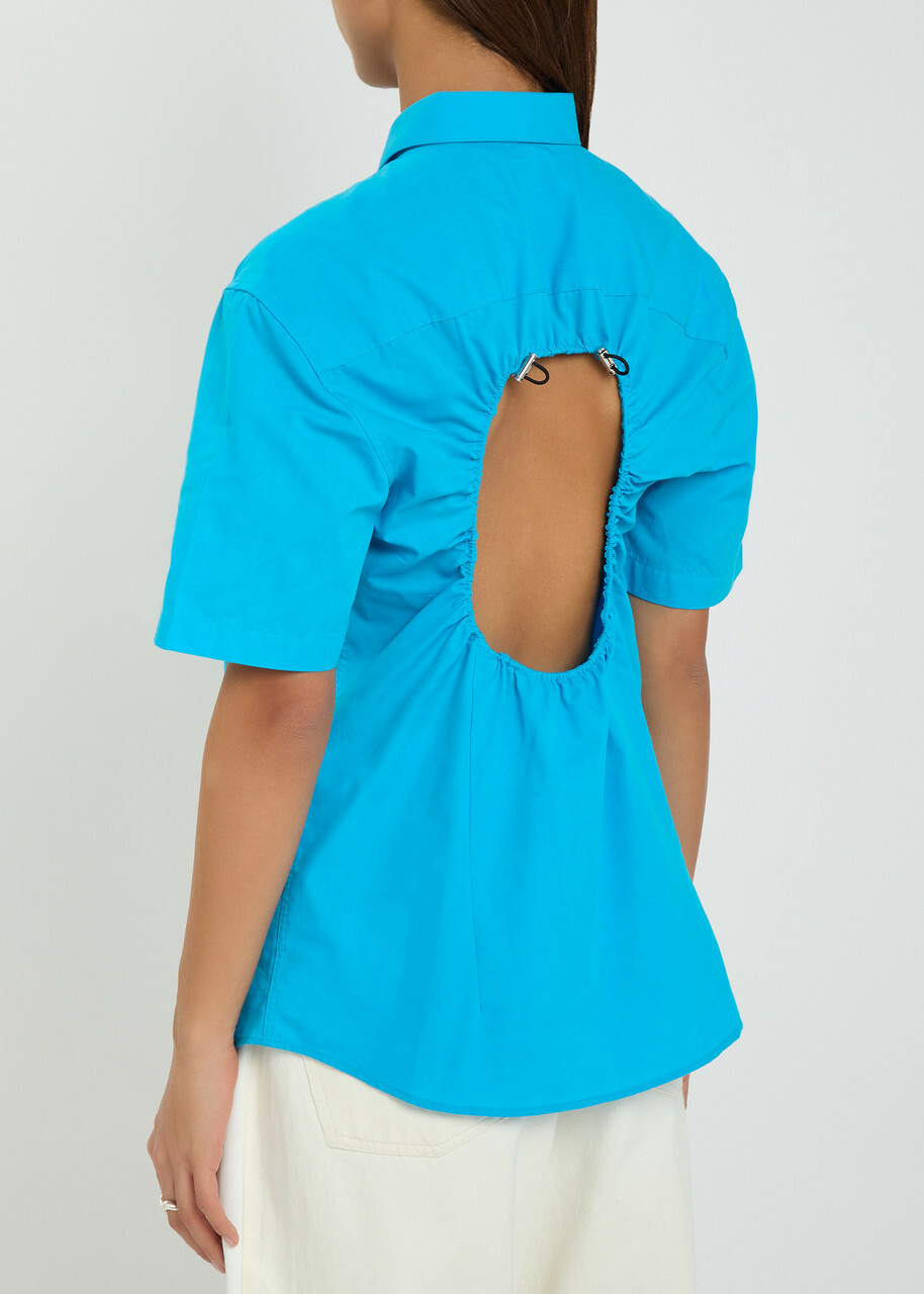 Bettter Cut out Cotton-blend Shirt Blue