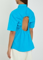Bettter Cut out Cotton-blend Shirt Blue