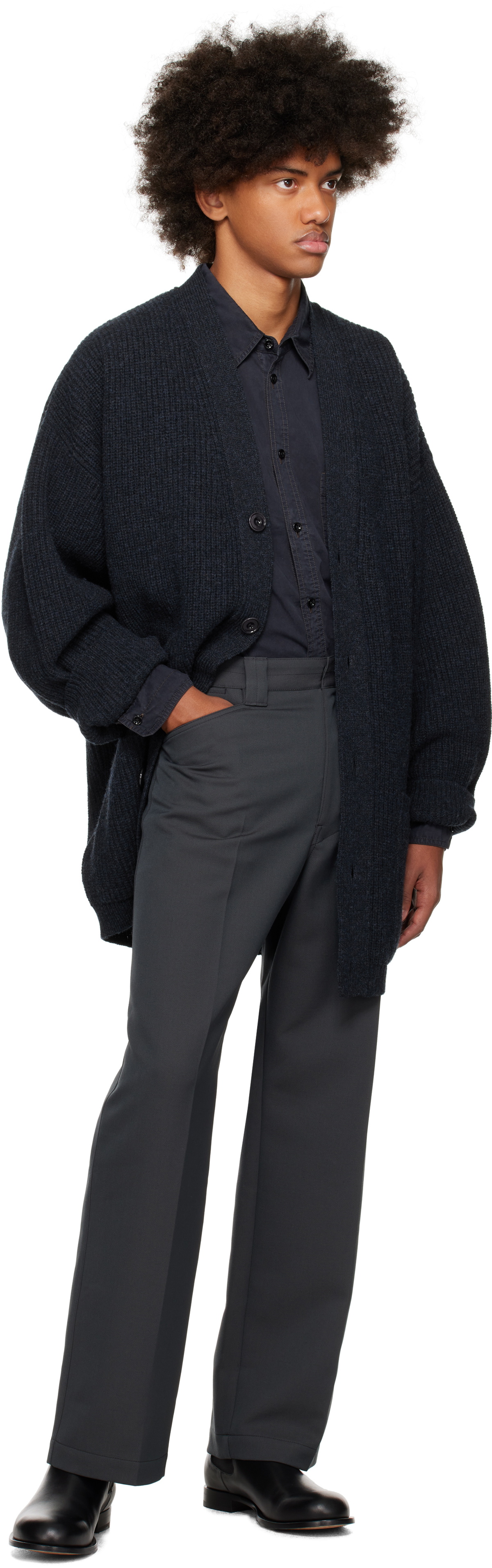 LEMAIRE Navy Felted Cardi Coat Lemaire