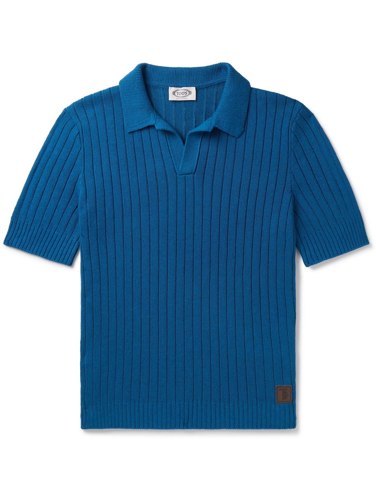 Photo: TOD'S - Ribbed Cotton and Linen-Blend Polo Shirt - Blue