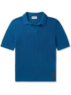 TOD'S - Ribbed Cotton and Linen-Blend Polo Shirt - Blue