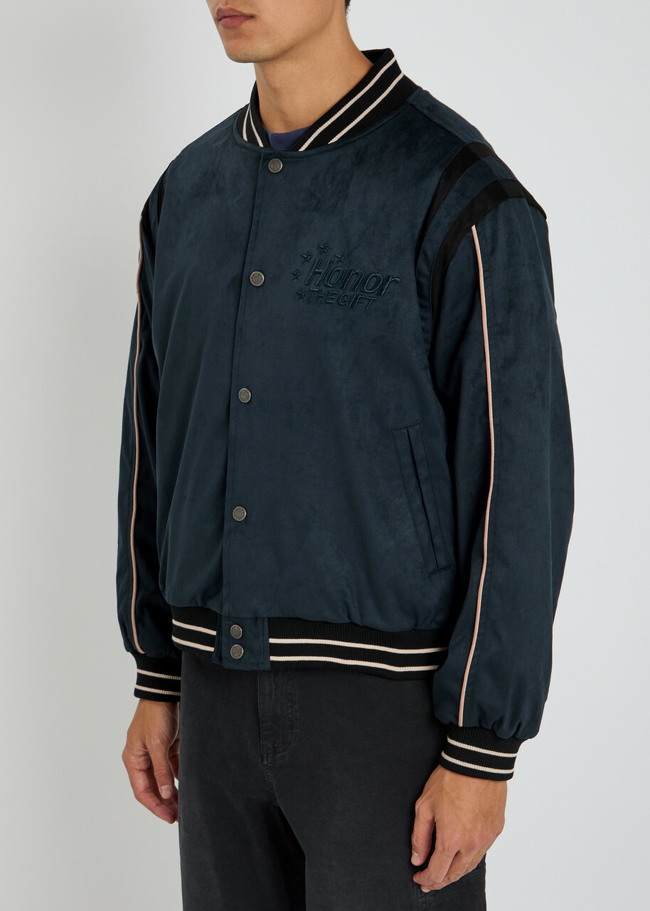 Honor The Gift Oil Head Velvet Varsity Jacket Navy