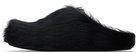 Marni Black Long Hair Calfskin Fussbett Sabot Loafers