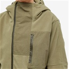 Maharishi Men's Asym Zipped Hooded Fleece Jacket in Olive