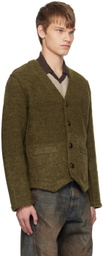 NVRFRGT Khaki Exposed Seams Cardigan