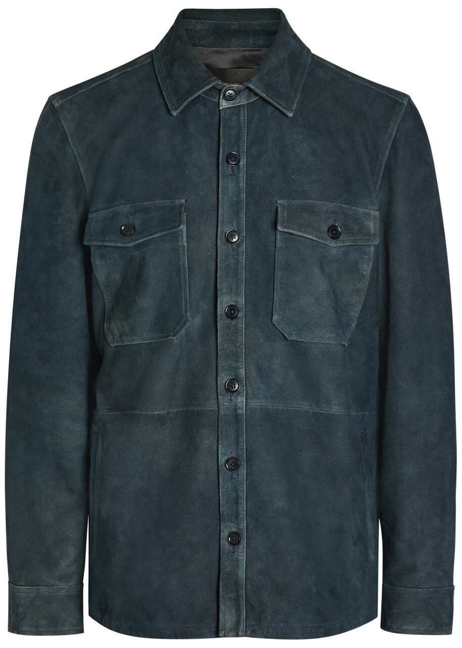 Paige Peyman Suede Overshirt Navy