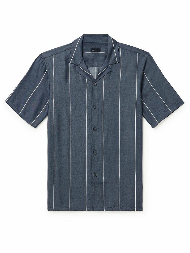 Photo: Club Monaco - Camp-Collar Striped TENCEL™ Lyocell Shirt - Blue