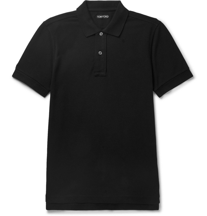 Photo: TOM FORD - Slim-Fit Cotton-Piqué Polo Shirt - Men - Black