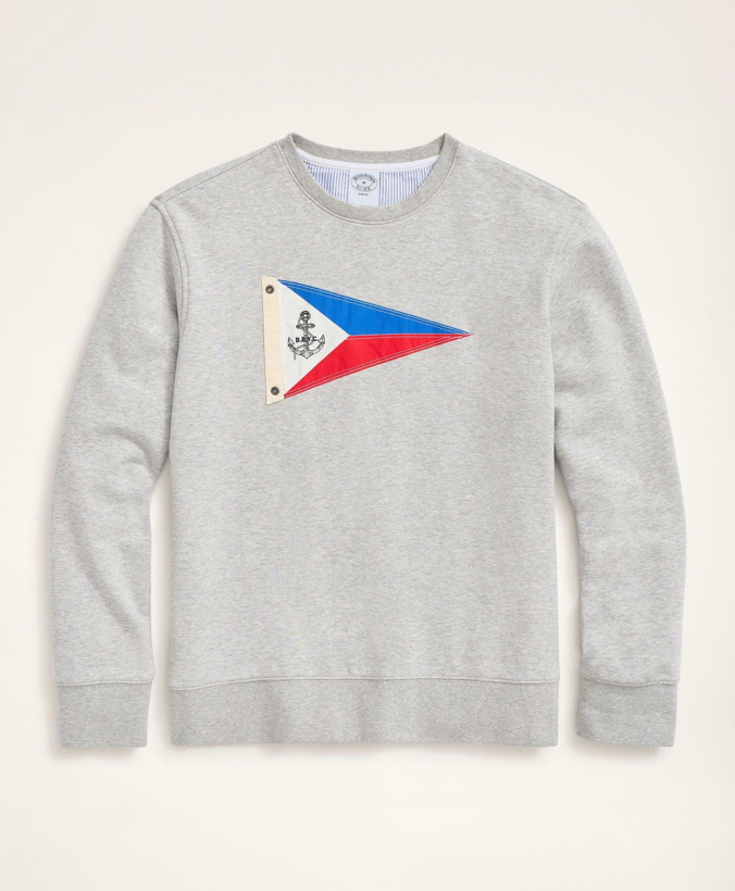 Photo: Brooks Brothers Men's Nautical Flag Sweatshirt | Grey Heather