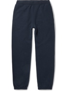 SSAM - Textured Organic Cotton and Silk-Blend Jersey Sweatpants - Blue