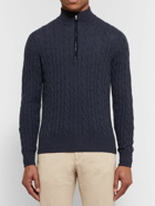 Loro Piana - Cable-Knit Baby Cashmere Half-Zip Sweater - Blue