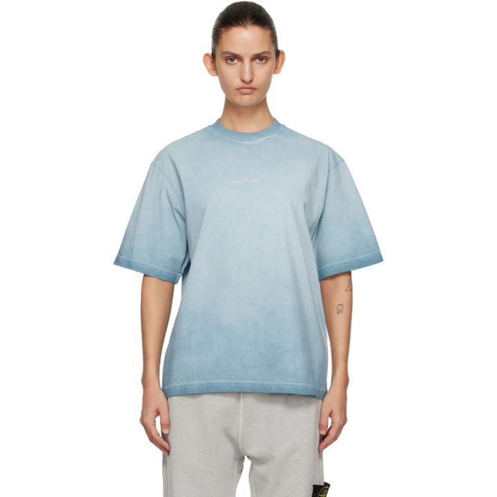 Photo: Stone Island Blue 2100002 Combed Organic Cotton Jersey 'Erosion' T-shirt