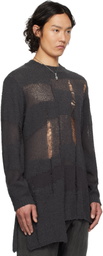 YOHJI YAMAMOTO Gray 5G Randome Damage Processed Sweater