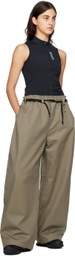 Reese Cooper Khaki Gathered Waist Trousers