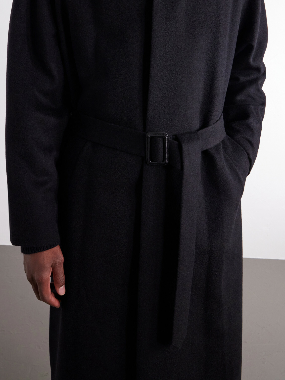 ssstein - Belted Wool and Cashmere-Blend Coat - Black