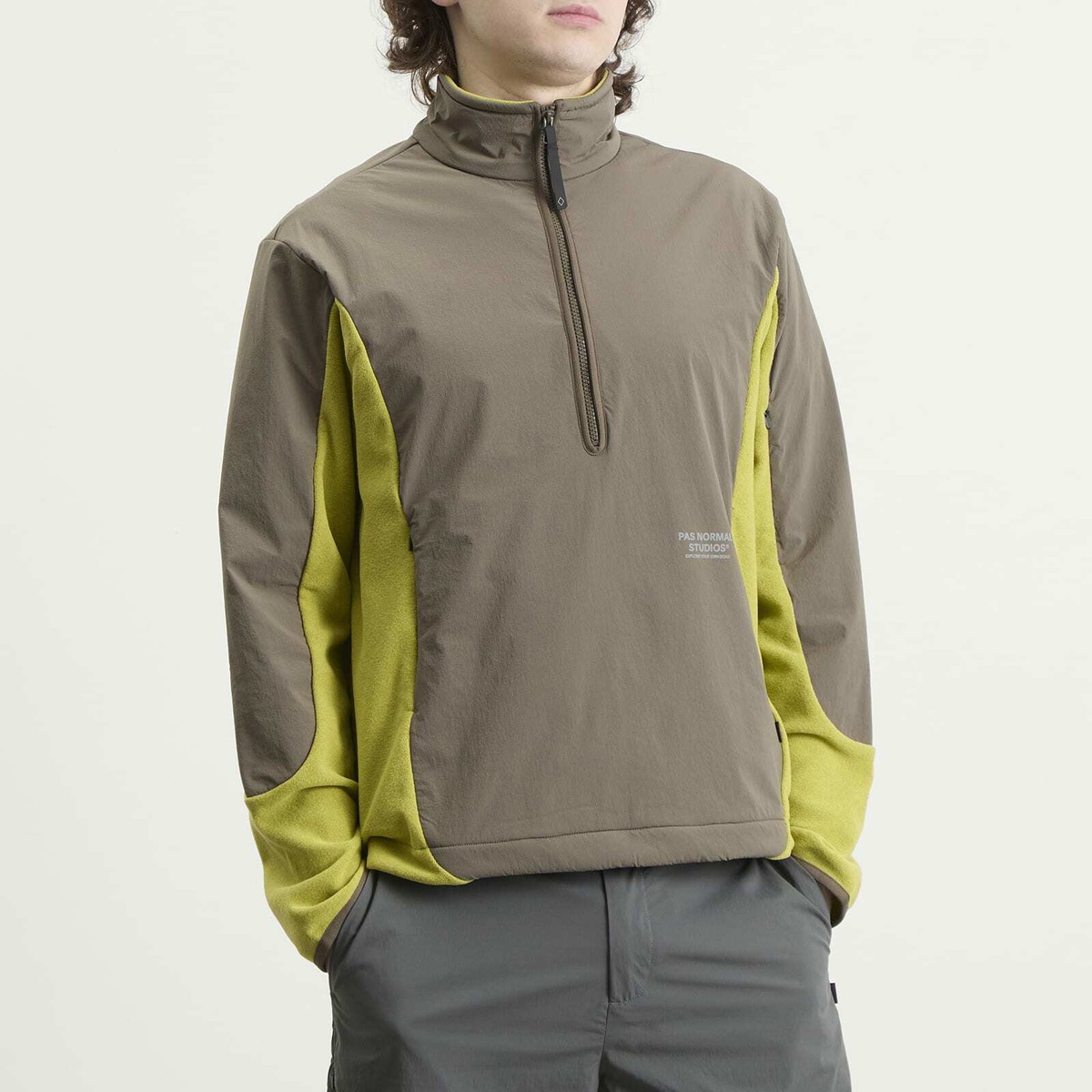 Pas Normal Studios Men's Off-Race Light Half-Zip Fleece in Moss Green