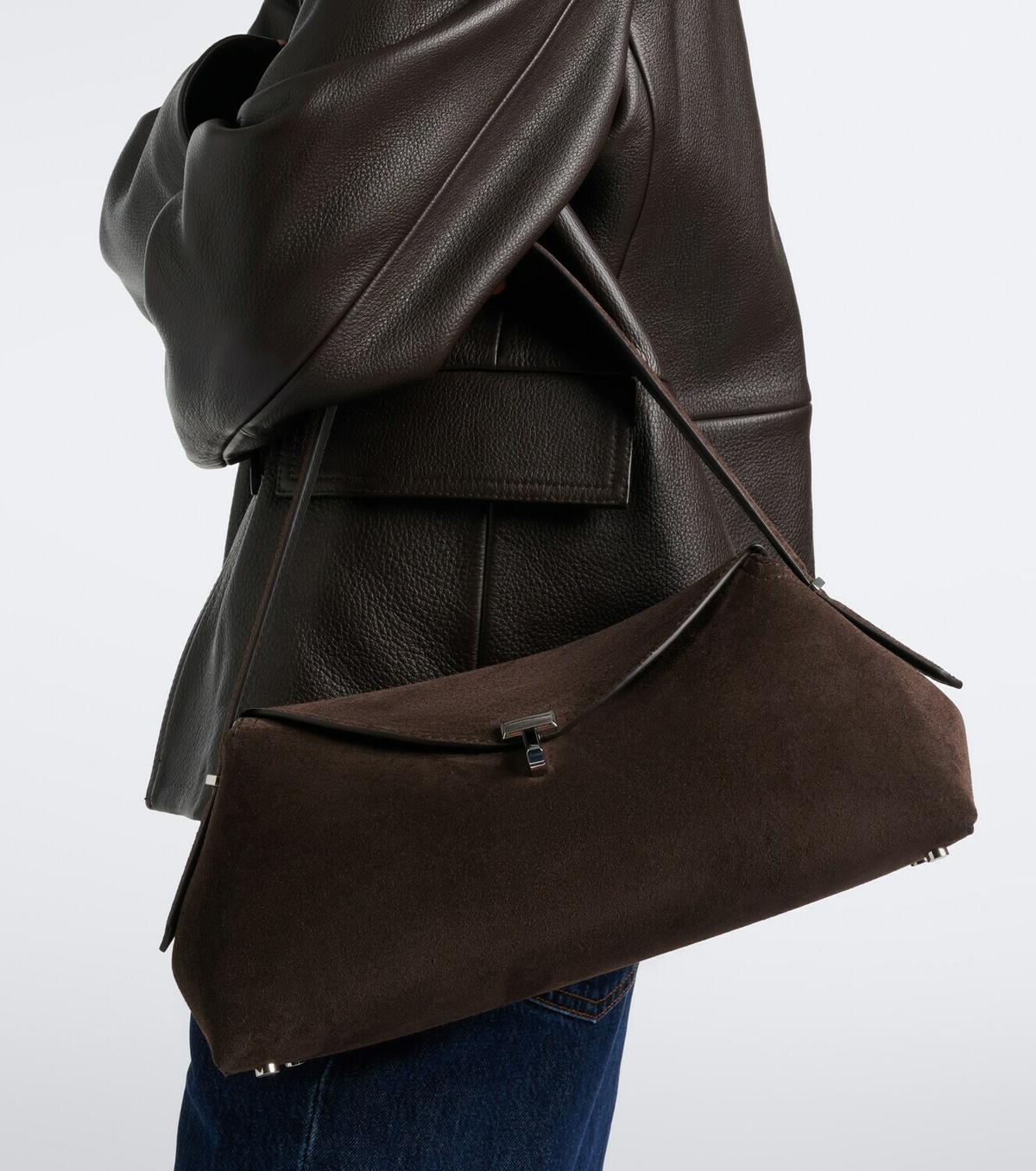 Toteme T-Lock Medium suede shoulder bag