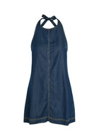 Good American Halterneck Denim Mini Dress Navy