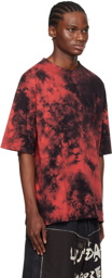 LU'U DAN Red & Black Bleached Ink T-Shirt