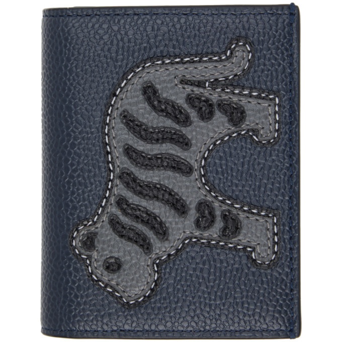 Photo: Thom Browne Navy Animal Icon Double Card Holder