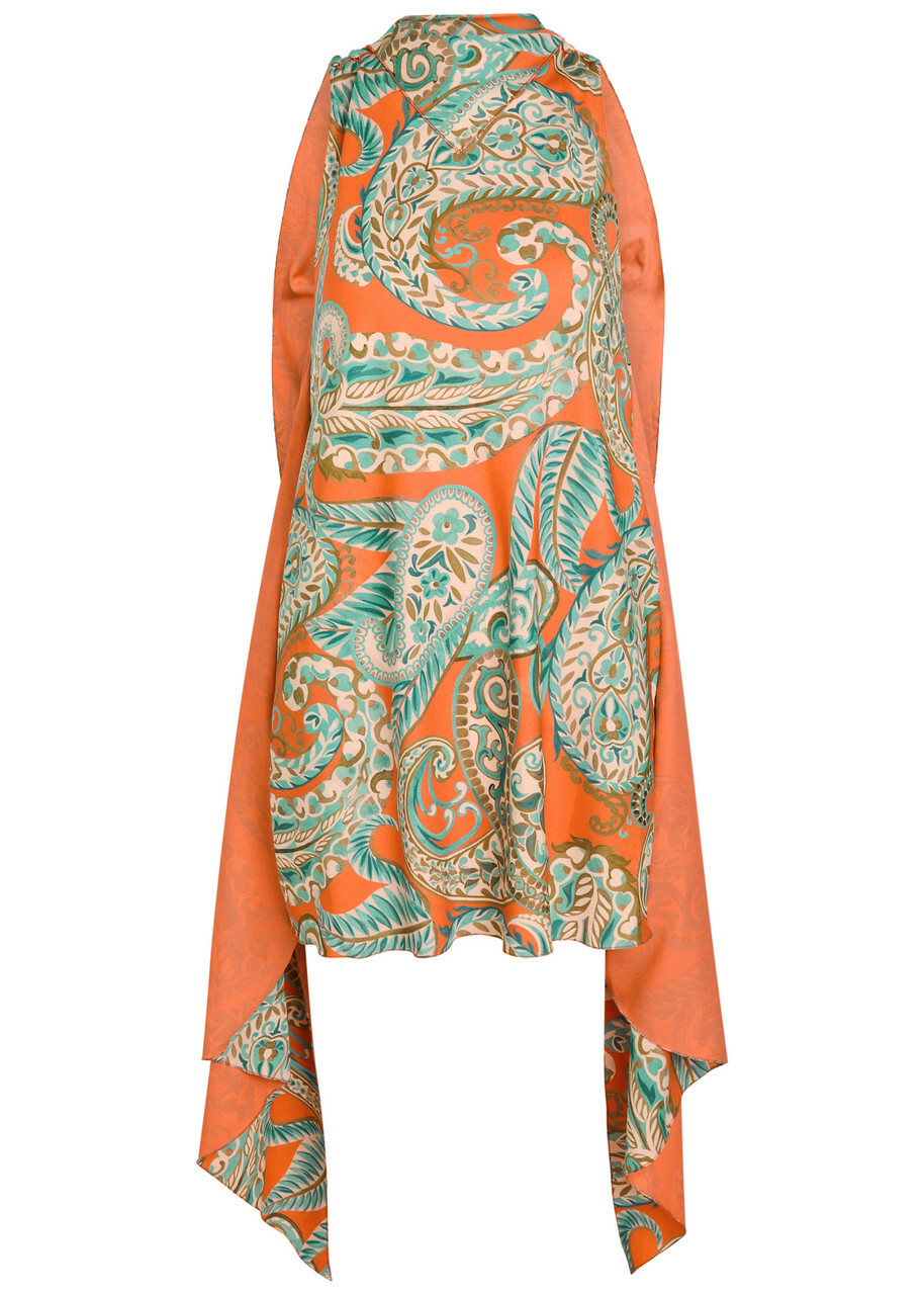 Etro Asymmetric Crepe Mini Dress Multi Print